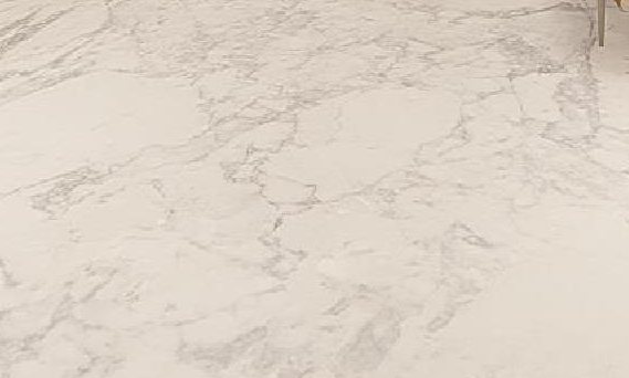 Architect's rendering. Close-up of white marble-look flooring.